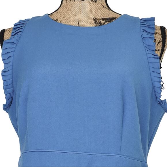 Ann Taylor Blue Ruffle Cap Sleeve Empire Dress NWT Size10P - Picture 6 of 14